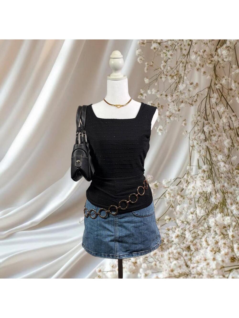 KAY CELINE BLACK BEADED TANK TOP